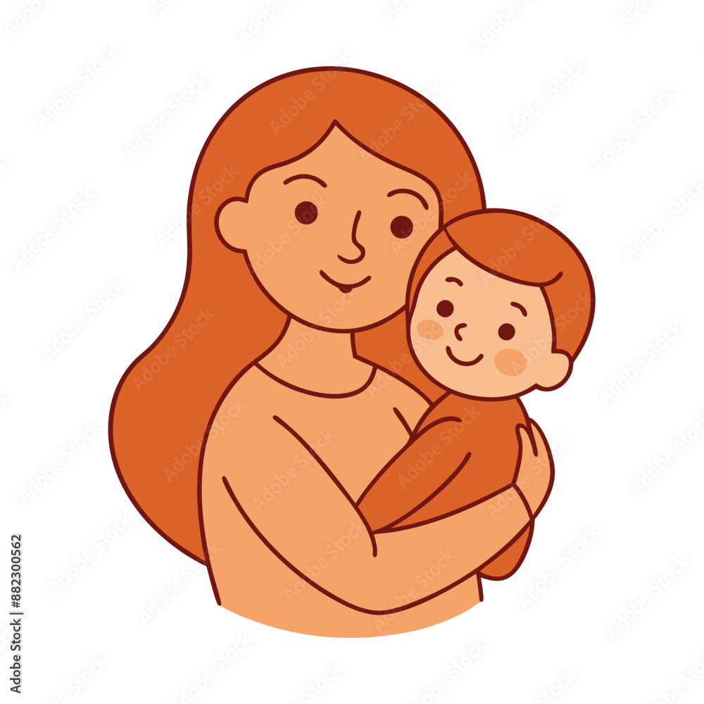 Cute mother and child cartoon vector for printables, clipart, and line art Mother's Day designs. Cute mother and child cartoon vector for printables, clipart, and line art Mother's Day designs.