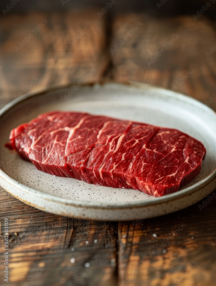 Raw steak on a plate ready for cooking Raw steak on a plate ready for cooking