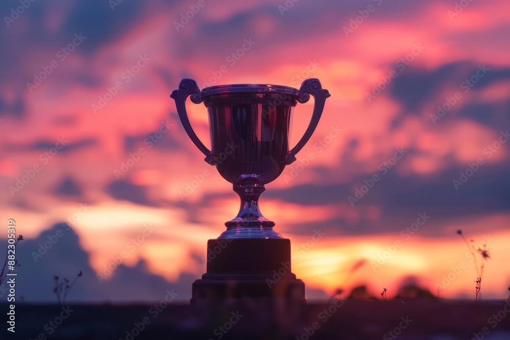Trophy against a dramatic sunset sky Trophy against a dramatic sunset sky