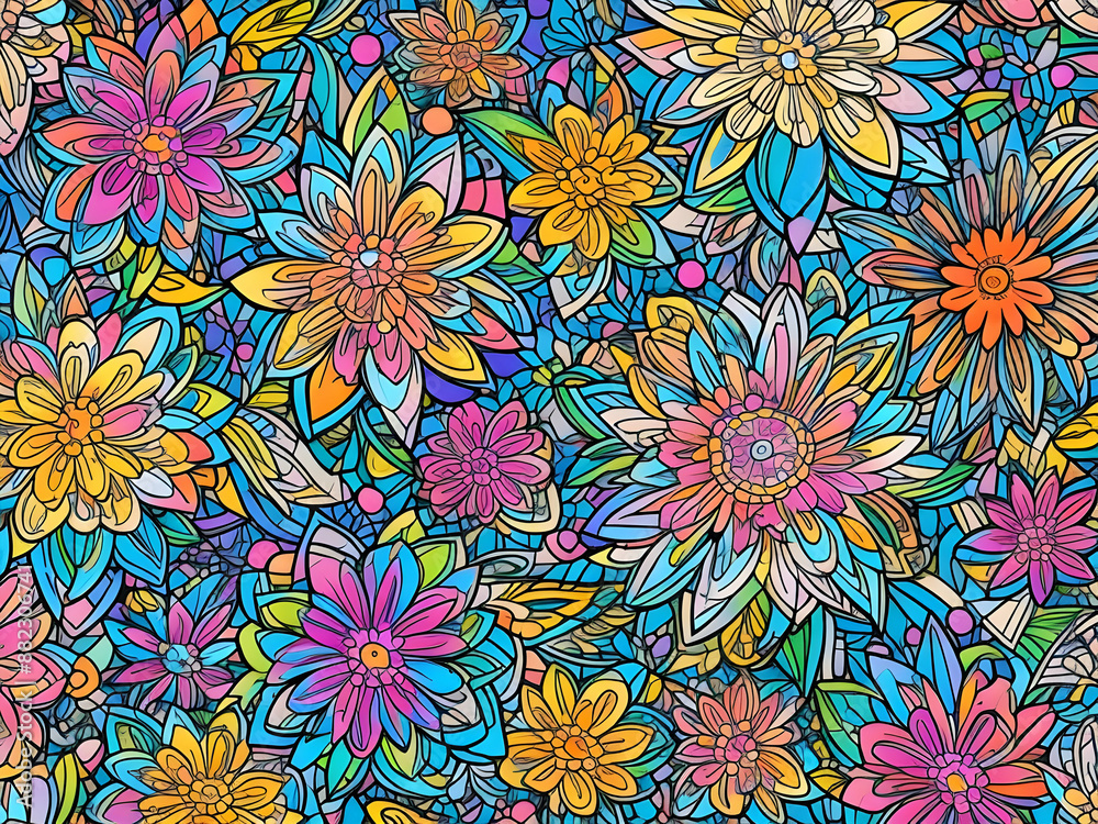 seamless pattern with flowers,Ai generated seamless pattern with flowers,Ai generated