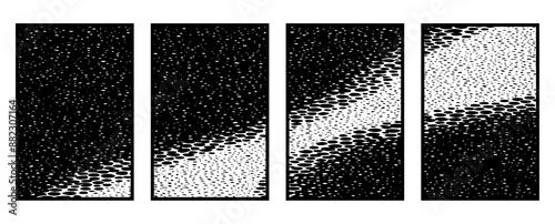Set of 4 Abstract black and white pattern. For use in graphics. Minimalist illustration for printing on wall decorations