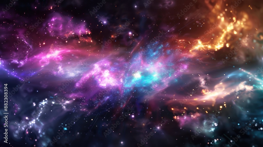 Colorful nebula in deep space with bright stars and galaxies Colorful nebula in deep space with bright stars and galaxies