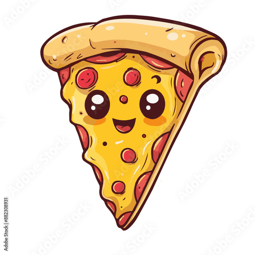 Cute Cartoon Pizza Characte...
