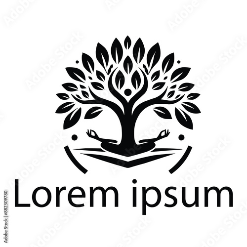 A black yoga tree logo on simple white background
