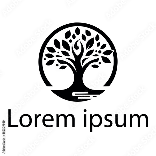 A black yoga tree logo on simple white background