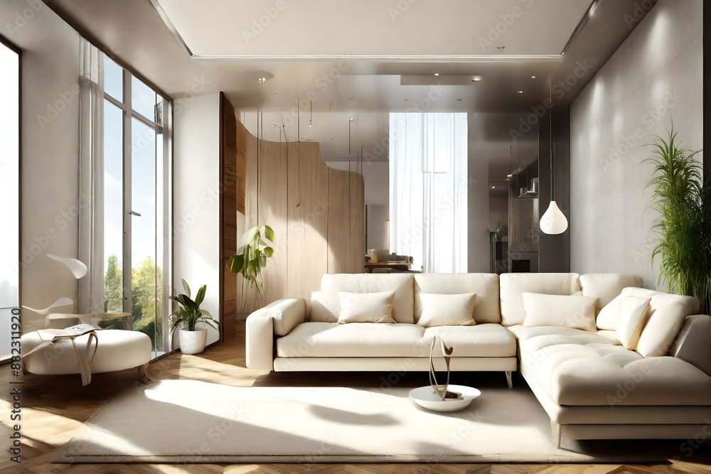 Fototapeta premium modern interior room with nice furniture inside.