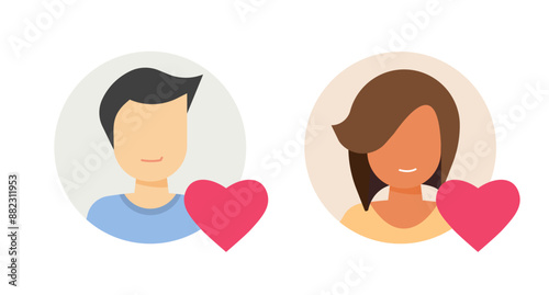 Person user account pending hold time icon vector graphic illustration set, man woman profile busy clock status line outline stroke art and flat cartoon image clipart modern design