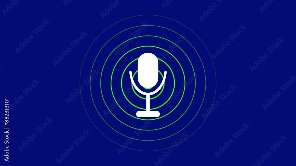 Microphone record concept background. Abstract voice recorder icon animation. Microphone record concept background. Abstract voice recorder icon animation.