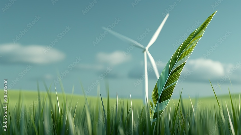Obraz premium Conceptual artwork of carbon offset projects, such as forest conservation and renewable energy initiatives, supporting emissions reduction goals. Illustration, Image, , Minimalism,