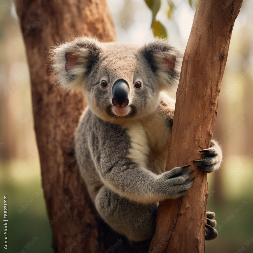 Obraz premium A koala climbing a tree