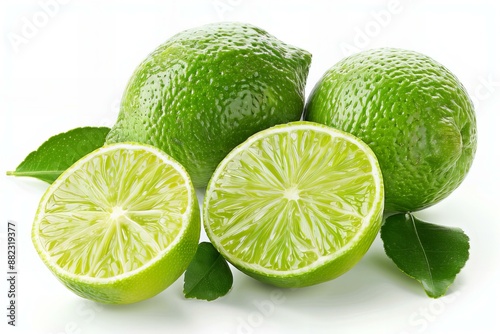 Fresh delicious limes on branch, cut out
