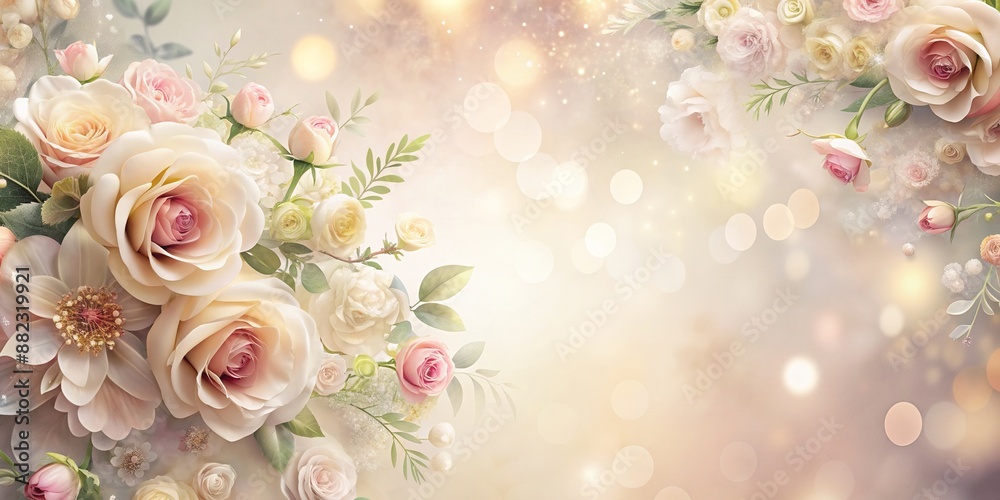 Elegant wedding background with soft focus, pastel colors, and delicate floral patterns, providing ample copyspace for text, ideal for wedding invitations and announcements. Elegant wedding background with soft focus, pastel colors, and delicate floral patterns, providing ample copyspace for text, ideal for wedding invitations and announcements.