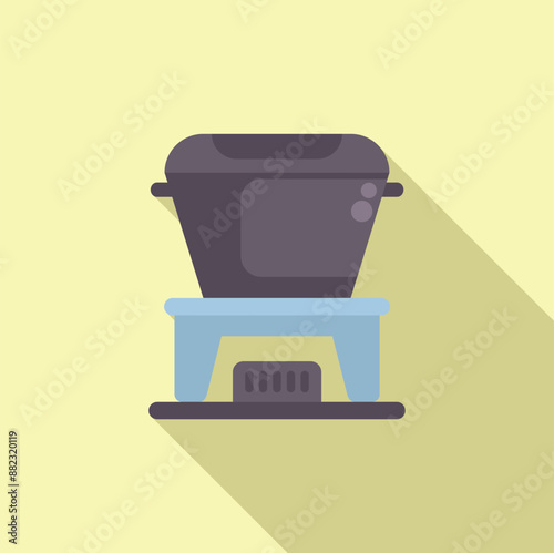 Modern electric multicooker warming food on kitchen countertop