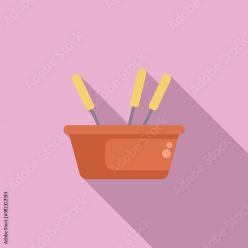 Ceramic pot with metal skewers for fondue cooking, perfect for sharing a meal with friends and family