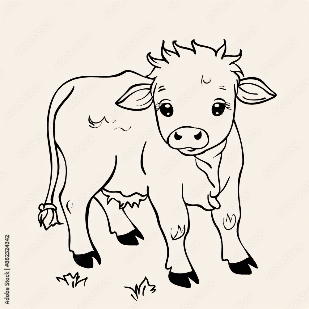 Fototapeta premium Cow - A Drawing Of A Cow
