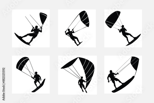 Skydiving icon vector art design set