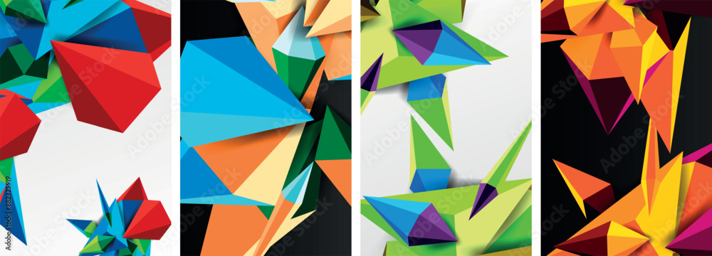 Triangle abstract concepts poster set with geometric minimal designs Triangle abstract concepts poster set with geometric minimal designs