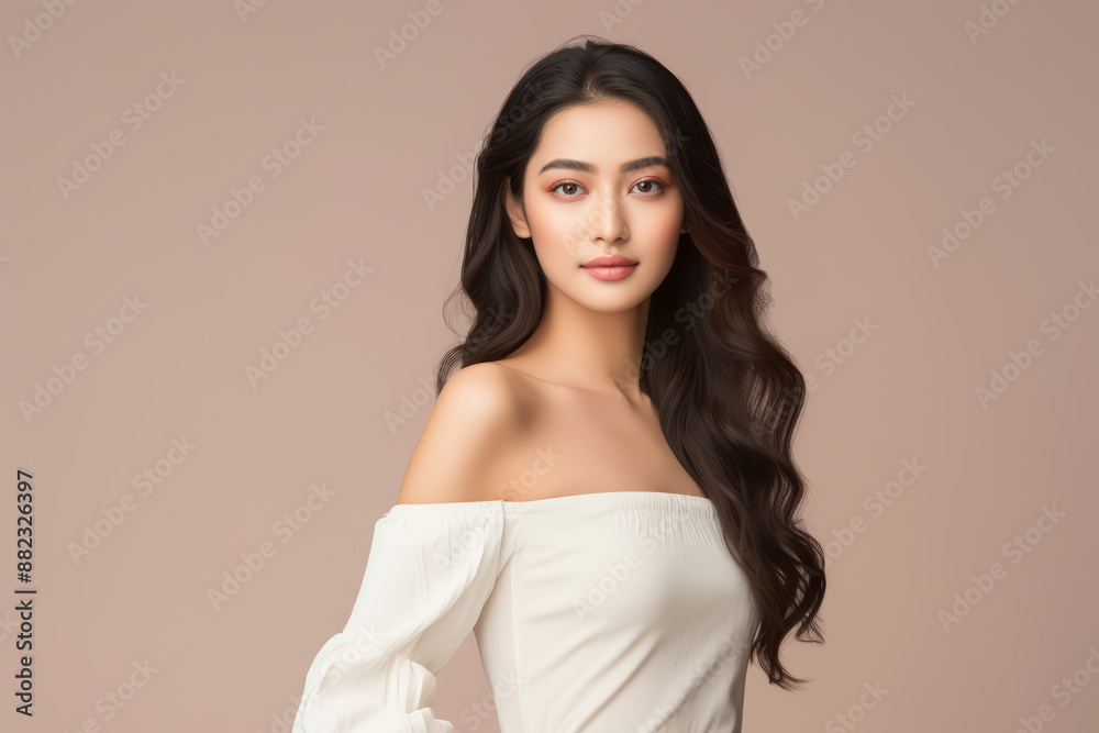 A beautiful Asian woman with long hair A beautiful Asian woman with long hair