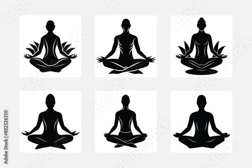 silhouette of a person set doing yoga 
