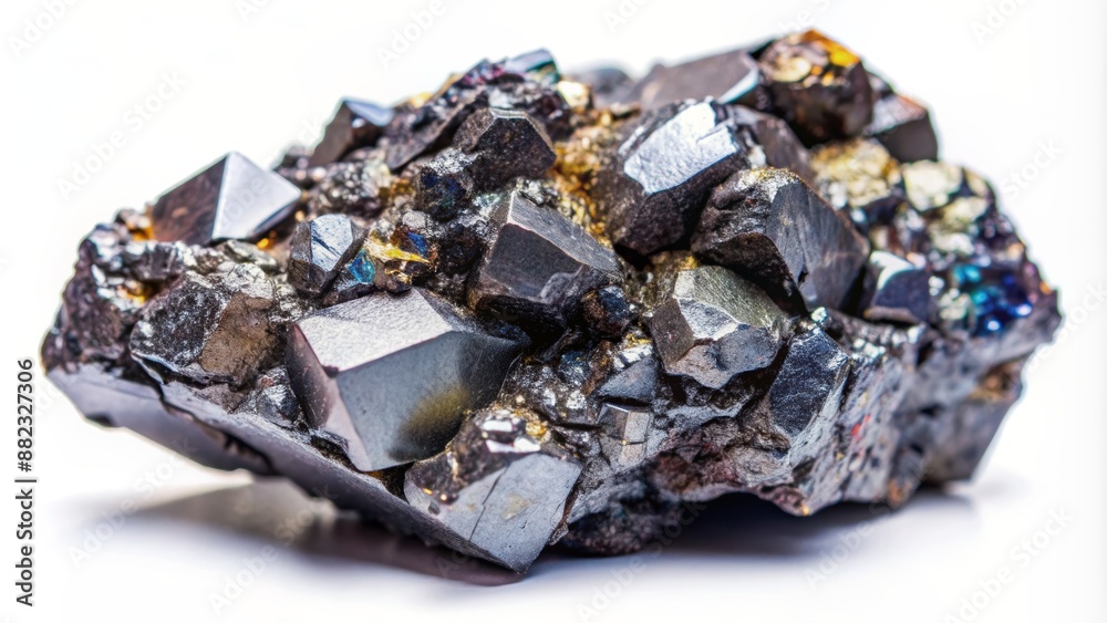 Vibrant metallic ore sample showcases intricate crystalline structure in shades of luminescent silver, gray, and dark anthracite, glistening with intensity. Vibrant metallic ore sample showcases intricate crystalline structure in shades of luminescent silver, gray, and dark anthracite, glistening with intensity.