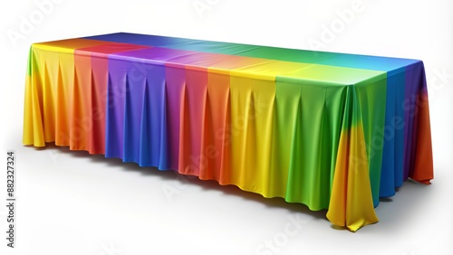 Vibrant colored tablecloth runner sprawled across a blank surface, creaseless and smooth, waiting for exhibition displays and promotional materials.