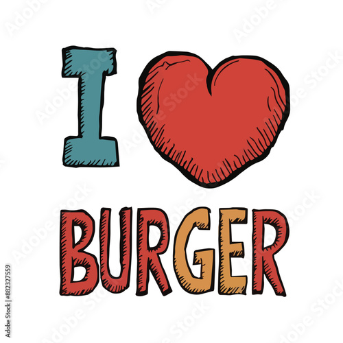 I Love Burger graphic vector illustration design