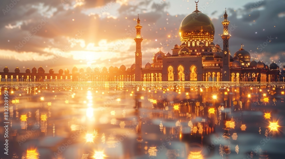 Fototapeta premium Golden Mosque Reflection