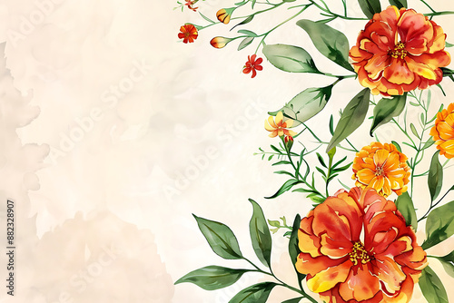 Horizontal seamless border with yellow sunflowers and green leaves