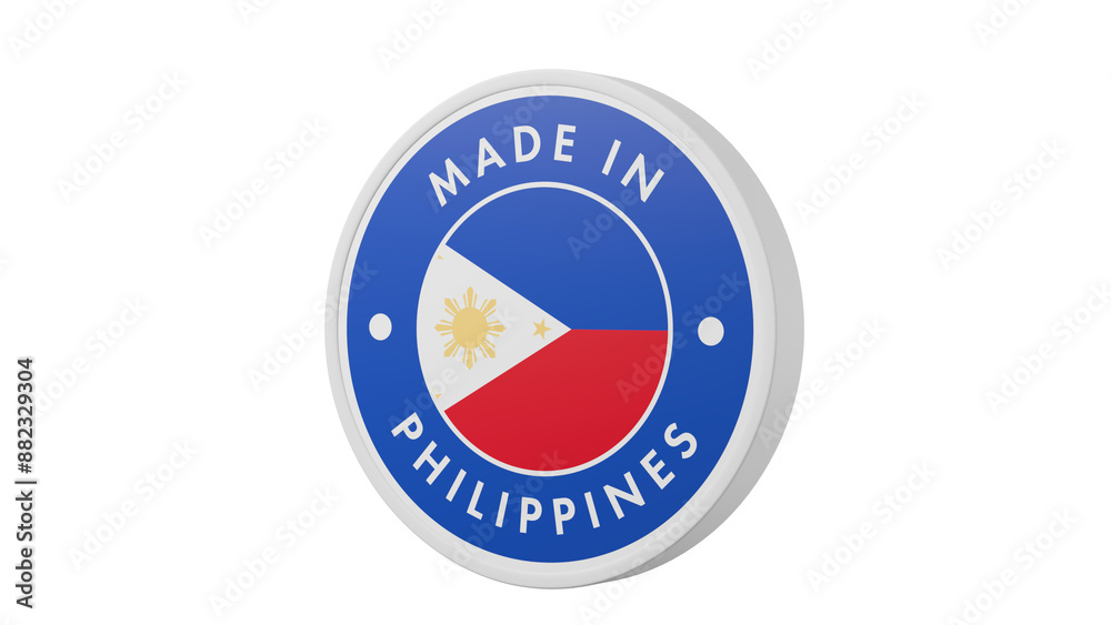 Made in Philippines . Circle country flag product label round pinback button banner simple. Transparent backgound. 3d rendered with alpha channel. Round shape. Made in Philippines . Circle country flag product label round pinback button banner simple. Transparent backgound. 3d rendered with alpha channel. Round shape.