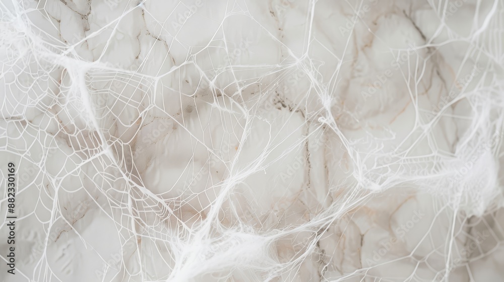 Fototapeta premium Intricate Web of Nature - Close up image of a delicate spiderweb, showcasing its intricate pattern and texture. - Close up image of a delicate spiderweb, showcasing its intricate pattern and texture.