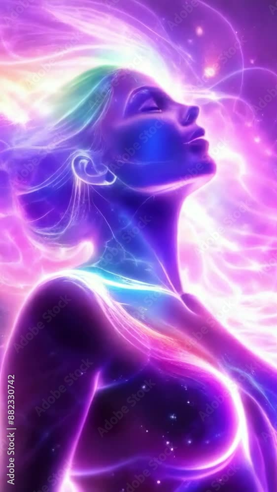woman spirit on galaxy space background, colorful energy flow, 4k 9x16 vertical new quality colorful stock video footage wallpaper AI woman spirit on galaxy space background, colorful energy flow, 4k 9x16 vertical new quality colorful stock video footage wallpaper AI