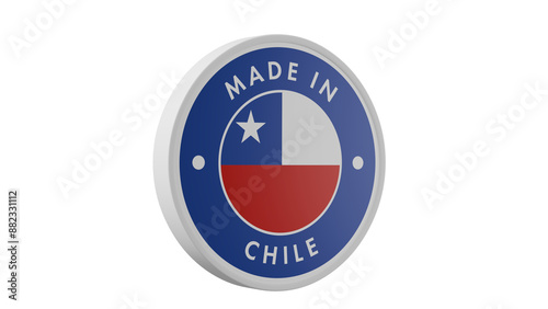 Free Download Made in Chile . Circle country flag product label round pinback button banner simple. Transparent backgound. 3d rendered with alpha channel. Round shape. - GFXLoad