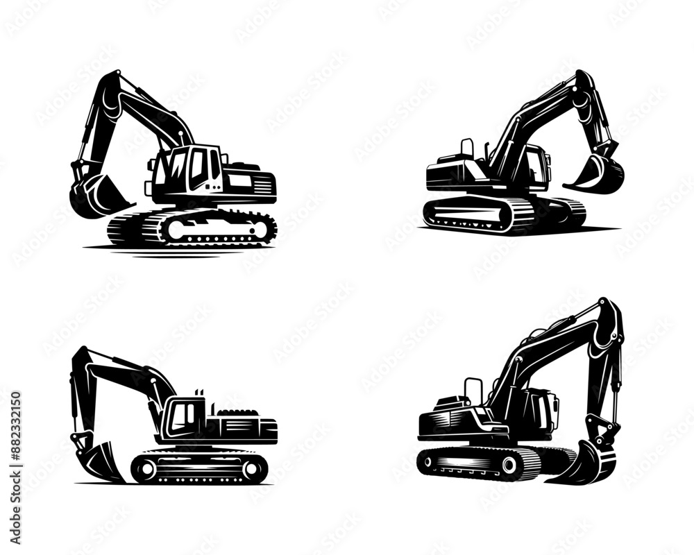 vector set of escavator icon (artwork 2) vector set of escavator icon (artwork 2)