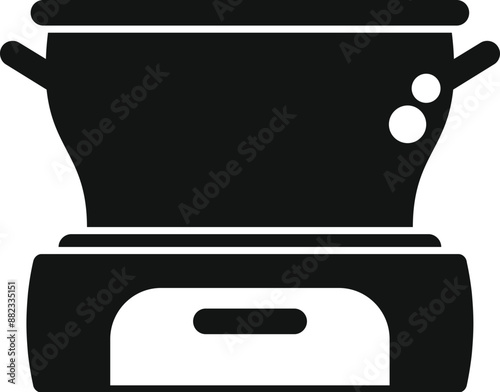 Black icon of a modern double boiler steaming food for a healthy meal