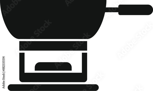Simple icon of a wok cooking on a stove with fire burning below
