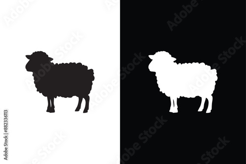 Sheep icon Sheep silhouette isolated on white black background. photo