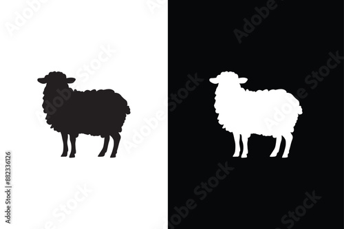 Sheep icon. Sheep silhouette isolated on white black background.