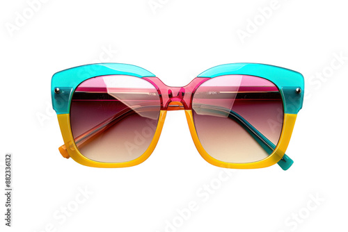 Stylish Oversized Retro Sunglasses Isolated on Transparent Background