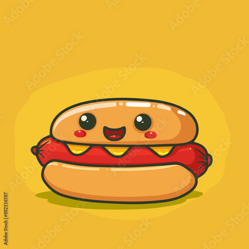 Cute Cartoon Hot Dog Food C...