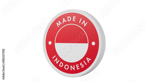 Free Download Made in Indonesia . Circle country flag product label round pinback button banner simple. Transparent backgound. 3d rendered with alpha channel. Round shape. - GFXLoad