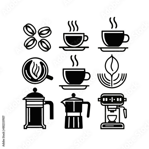 Wallpaper Mural COOFEE SET ART VECTOR SILHOUETTE Torontodigital.ca