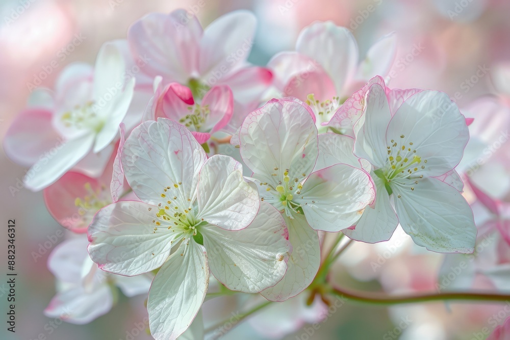 Fototapeta premium Beautiful White and Pink Flower Creating Harmonious Tranquil Floral Scene Showcasing Natural Beauty
