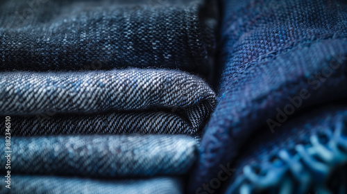 Close-up denim fabric layers, Fashion photography denim texture