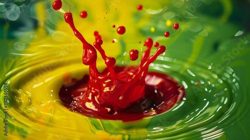 Vibrant multi-colored liquid splash in vivid high-speed photography photo