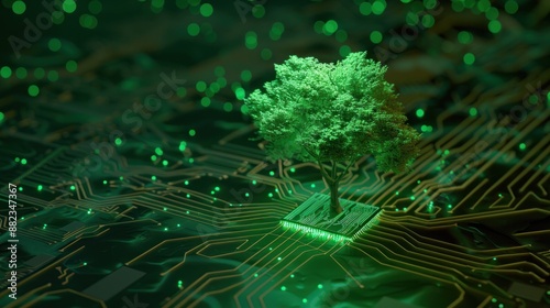 Tree Growing from a Circuit Board © jongaNU