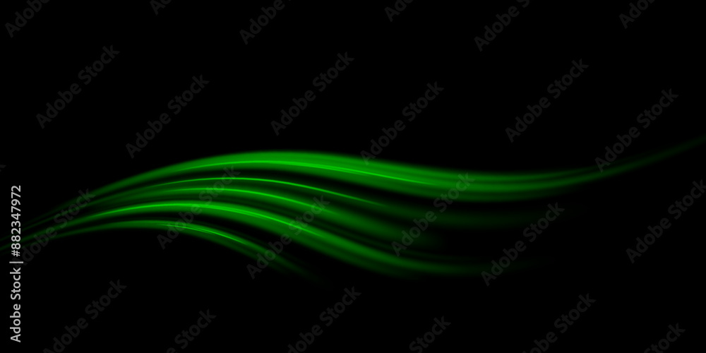 Green glowing shiny lines effect vector background. Luminous white lines of speed. Light glowing effect. Light trail wave, fire path trace line and incandescence curve twirl. Green glowing shiny lines effect vector background. Luminous white lines of speed. Light glowing effect. Light trail wave, fire path trace line and incandescence curve twirl.