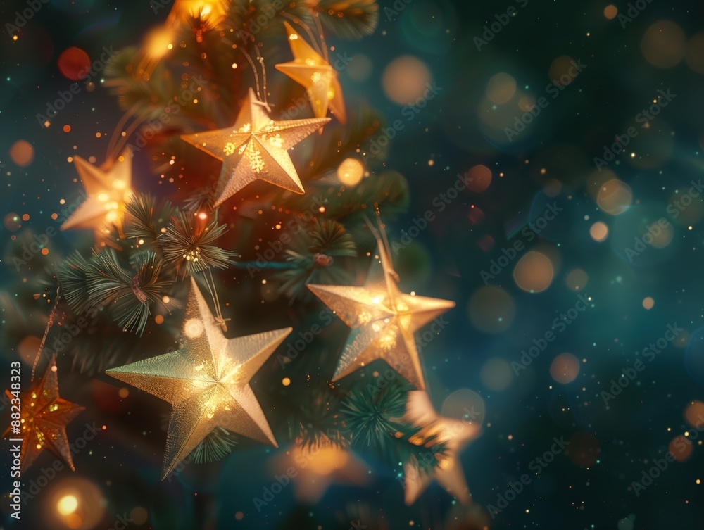 Leuchtende Sterne im Weihnachtsbaum Leuchtende Sterne im Weihnachtsbaum