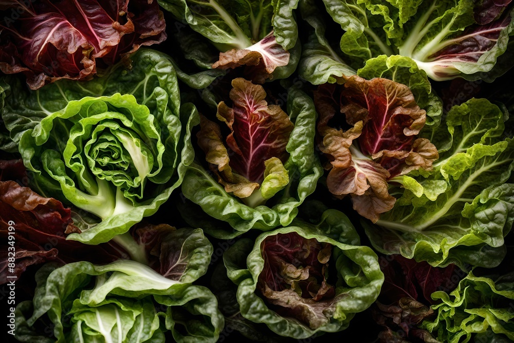 Fototapeta premium Lettuce is a cool-season crop that prefers temperatures between 45 and 75 degrees Fahrenheit (7 to 24 degrees Celsius), and it tends to bolt and turn bitter when exposed to prolonged hot weather, whic