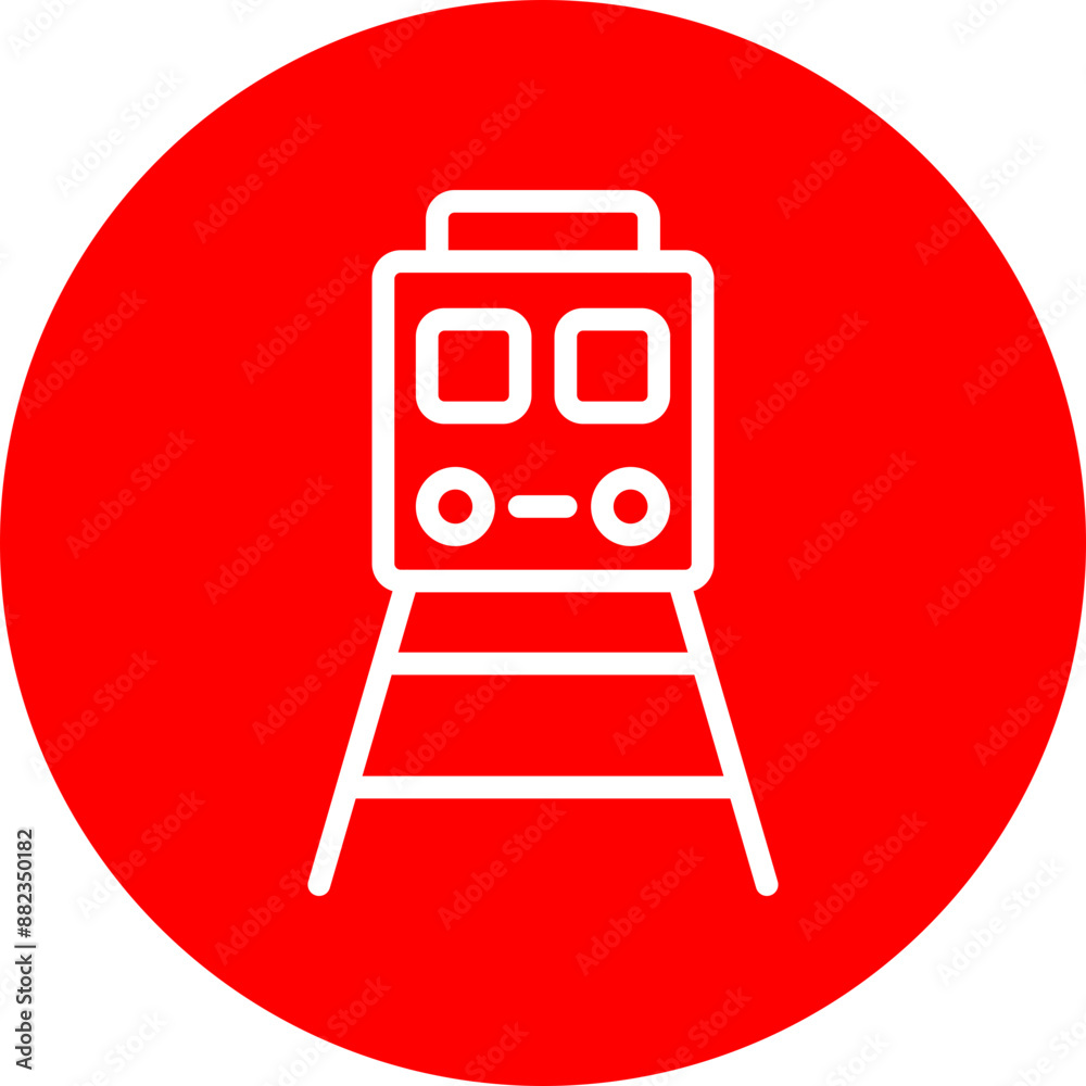 Naklejka premium Rail Vector Line White Circle Red