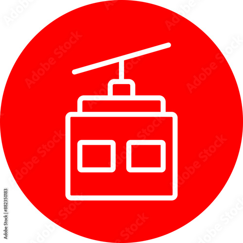 Ski Lift Vector Line White Circle Red